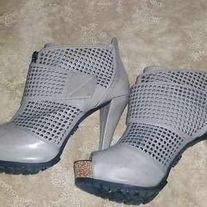 High heeled open toe pumps